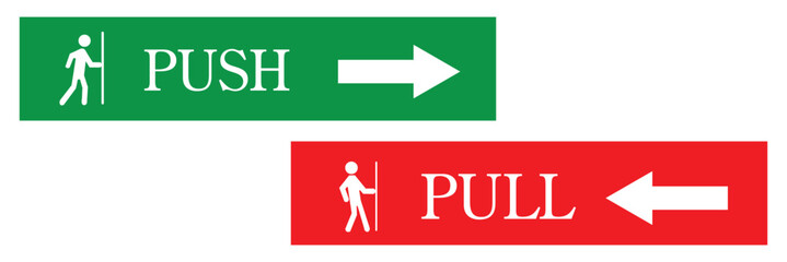 Set of pull or push door signs. Vector push and pull icon sticker design concept. Vector Illustration . EPS 10 . 