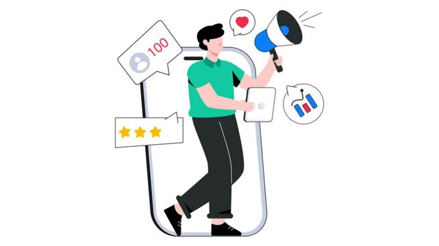 Social Media Marketing 2D Flat Animation