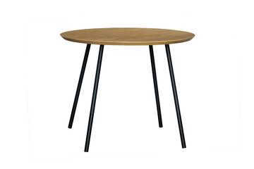 round wooden table isolated on white background. modern interior