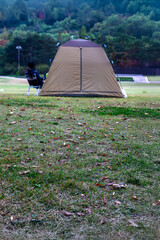 tent and tourist in the park