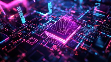 Quantum AI-powered Microchip Forming Deep Learning.