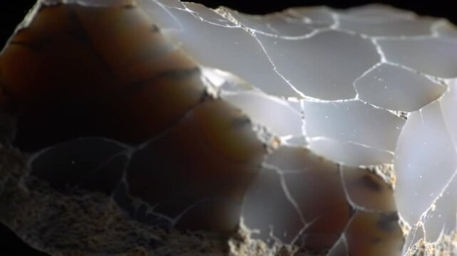 Abstract Formation Of Agate Stone Showing Crack Patterns
