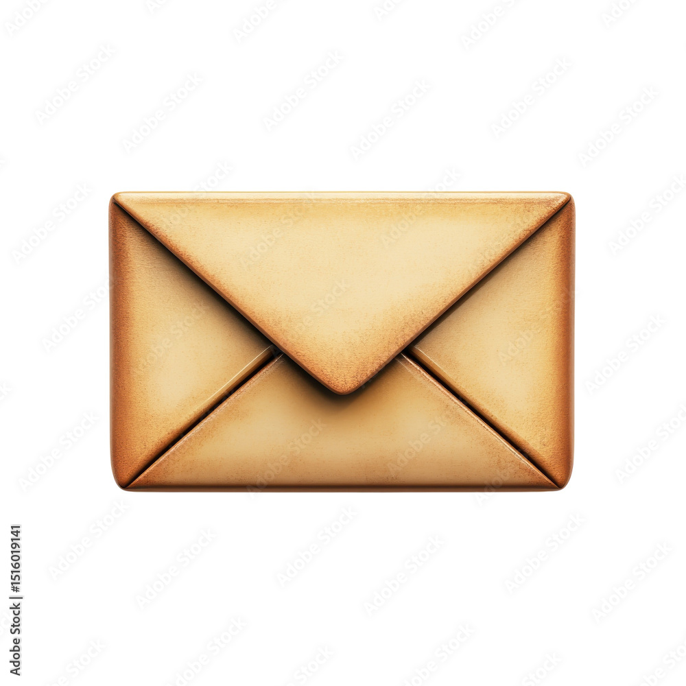 Poster gold metallic envelope icon 3d rendering mail post message communication graphic resource for on tra