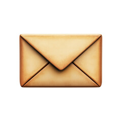 Gold Metallic Envelope Icon 3D Rendering Mail Post Message Communication Graphic Resource for on transparent background