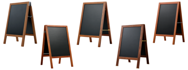 Set of wooden sandwich chalkboard signs