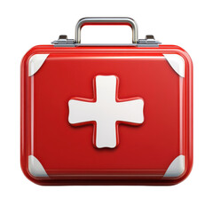 Obraz premium Red First Aid Kit Emergency Medical Supplies Healthcare Medicine Hospital Doctor Nurse on transparent background