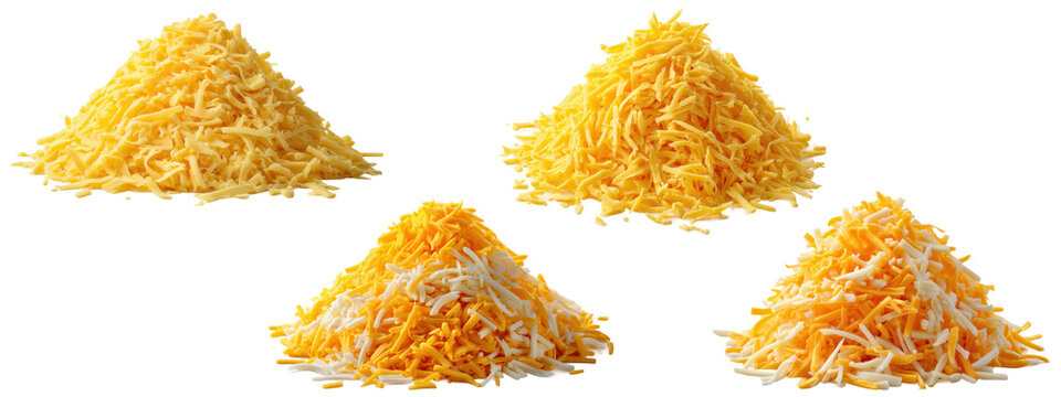 Set of shredded mixed cheese piles