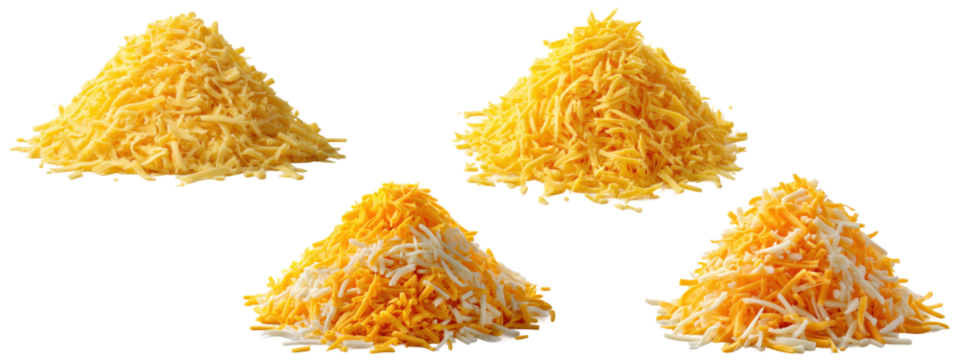 Set of shredded mixed cheese piles