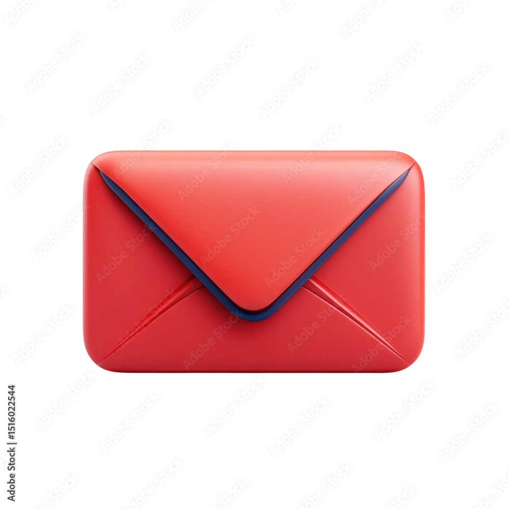 Poster red envelope vector icon email message digital communication mailbox symbol correspondence on transp