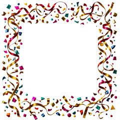 Colorful Festive Border with Ribbon and Confetti for Celebration Themes and Events