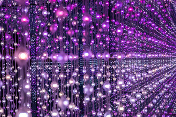 Colorful lamp strip, decorative lamp, Modern art exhibition with illuminated balls