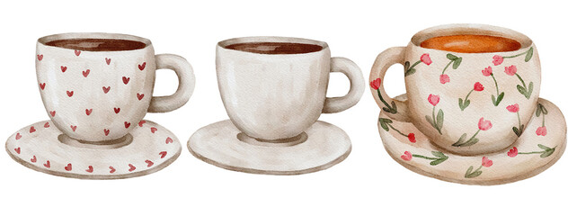 Watercolor coffee cup illustration, hand drawn