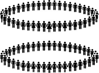 Naklejka premium Symbolic Human Circle Representing Unity, Diversity, and Connection in Social Interaction, Group Dynamics, and Collective Harmony Through Abstract Figure Arrangement