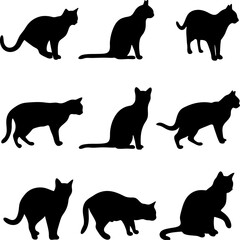 Minimalist Black Cat Silhouette – Cute Feline Vector Illustration in Black and White