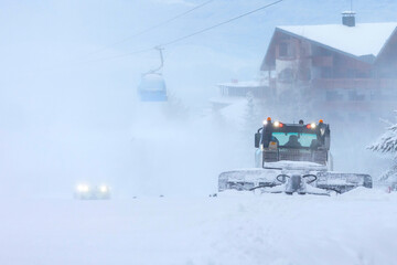 Ski resort Bansko, Bulgaria, ratrack, lift cabins