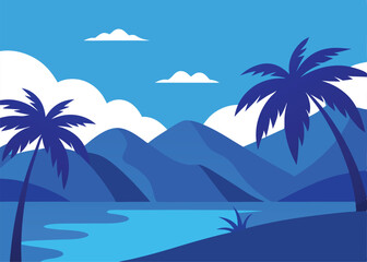 Fototapeta premium tropical beach with palm trees