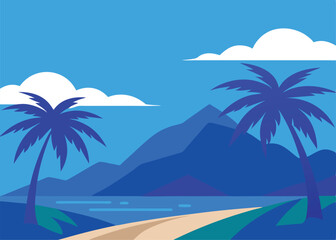 Obraz premium tropical beach with palm trees