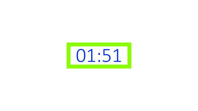 Digital Countdown Timer Animation with Colorful Circular Design, 2 mint, 2 minuter countdown timer on white background, time left 2 minuter to 0 seconds