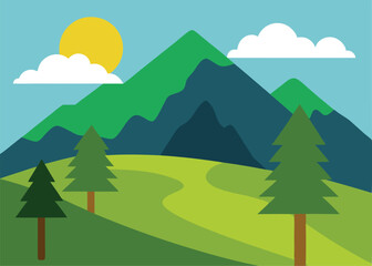 Obraz premium landscape with mountains and trees