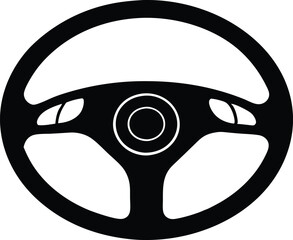 vehicle steering wheel and system silhouette vector