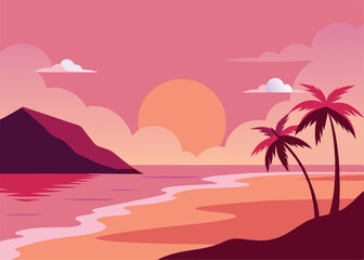 Obraz premium tropical beach with palm trees