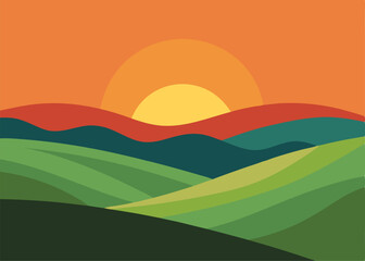 Obraz premium vector illustration of a landscape
