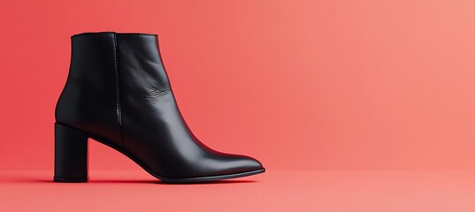 Elegant Fashion Ankle Boot Displayed on Left with Space for Branding on Flat Background