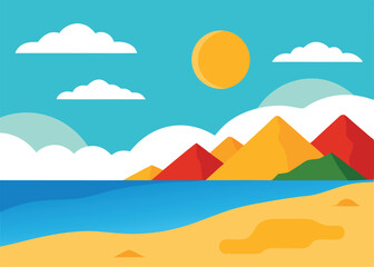 landscape with mountains and sea