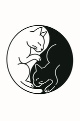 Yin Yang Cats: Harmony and balance are beautifully represented by a stylized Yin Yang symbol, depicting two graceful cats in perfect symmetry. Evoking a sense of tranquility and duality.