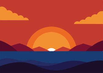 sunset in the mountains