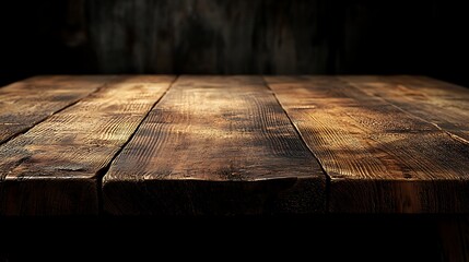 Rustic Wooden Table with Smoky Background