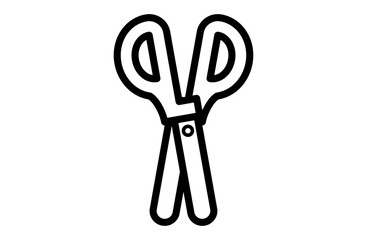 開いたハサミアイコン – カット作業やクラフトを表すシンプルな文具線画デザイン