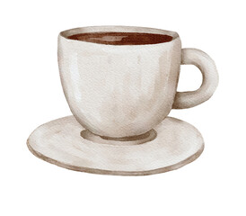 White coffee cup watercolor illustration