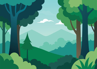 Obraz premium Quiet Forest Path with Trees and Natural Foliage