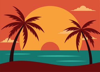 tropical beach with palm trees