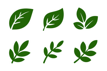 Green leaf vector set botanical foliage elements