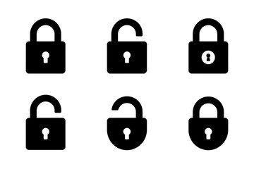 Padlock security open and closed lock icons vector