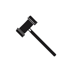 Hammer tool icon, isolated black and white metal carpentry equipment for construction and repair