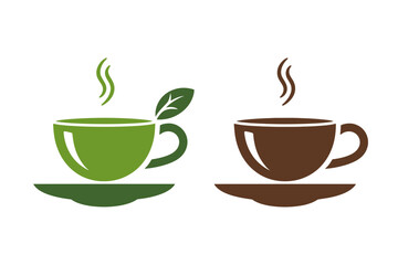 Green tea and coffee cups illustration vector art