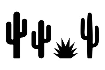 Fototapeta premium Cactus and desert plants silhouette vector graphic