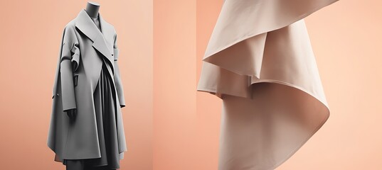 Asymmetrical Elegance: A Bold Fashion Statement Framed by Soft Pastel Sophistication
