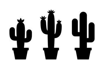 Cactus plants silhouette desert botanical vector