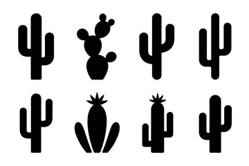 Cactus silhouette desert plant vector illustration