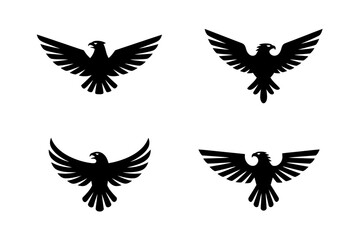 Eagle silhouette vector set of flying bird icons