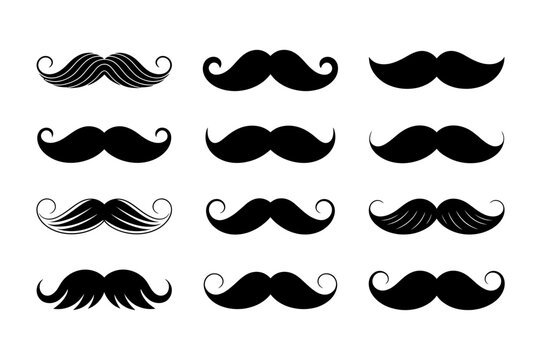 Collection of stylish mustache vector illustrations