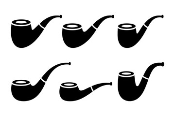 Smoking Pipe Icon Set – Classic Silhouettes for Design