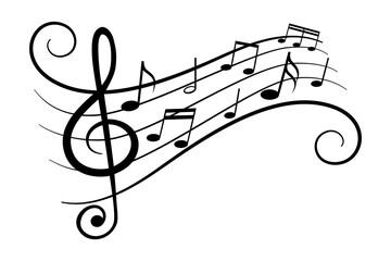 Music notes icon with curves. Vector illustration design.