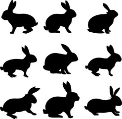 
Elegant Rabbit Silhouette Collection A Versatile Graphic Set for Easter Spring and Animal Themed Designs Perfect for Logos Illustrations and Decorative Elements