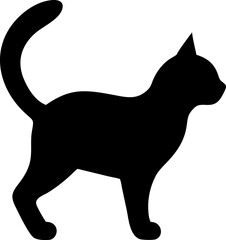 Elegant black cat silhouette illustration on a clean white background perfect for Halloween designs pet related projects or minimalist graphic compositions and creative design elements