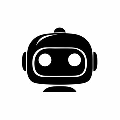 Small monochromatic black-on-white minimalist robot head